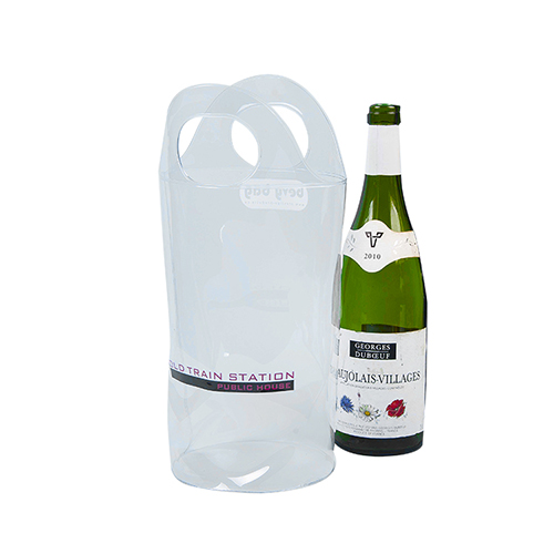 Hot-sell Customized Portable Clear Plastic PVC Wine Ice Bag Transparent handle bag